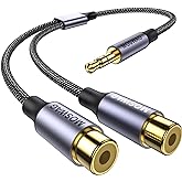 MOSWAG 3.5mm to RCA Cable, 3.5mm Male to 2 RCA Female Headphone Jack to RCA Stereo Audio Adapter Cable Compatible with Smartp