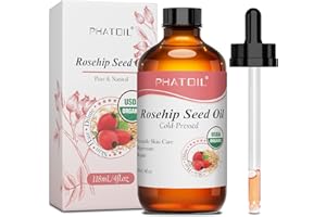 PHATOIL Rosehip Oil for Face Skin Hair, 118ML Rosehip Seed Oil Organic Cold Pressed Unrefined Rose Hip Seed Oil Moisturizing 