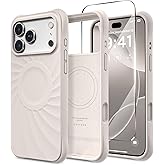COFFKER Magnetic for iPhone 18 Pro Max/17 Pro Max Case, Stone | Compatible with MagSafe, Screen Protector, Shockproof Protective Silicone Phone Case with Anti-Scratch Microfiber Lining