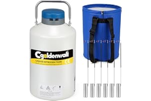 CGOLDENWALL 6L Cryogenic Container Liquid Nitrogen LN2 Tank Dewar Liquid nitrogen dewar Aluminum Alloy with 6 Canisters and Carry Bag