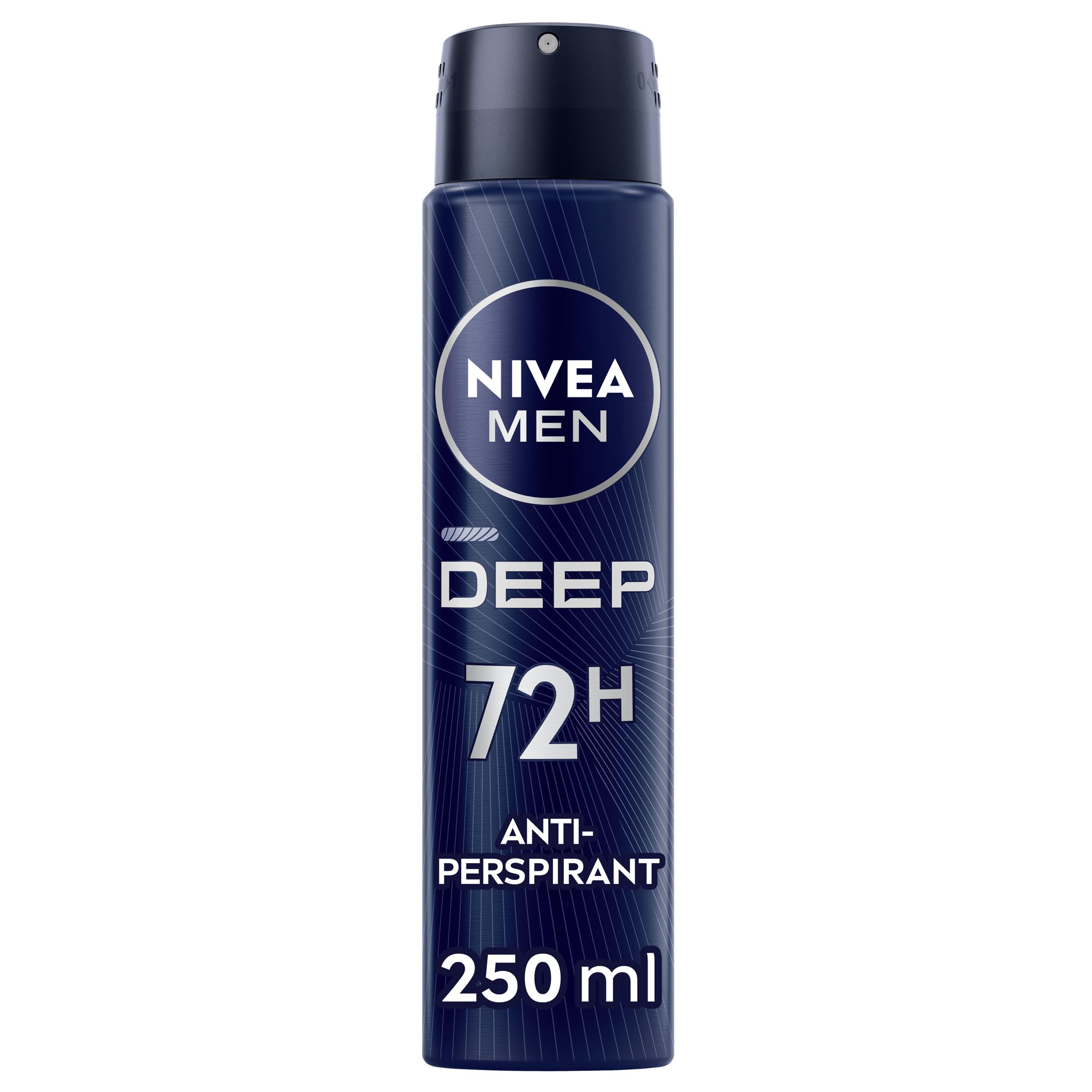 NIVEA MEN DEEP Black Carbon Anti-Perspirant Spray (6 x 250ml), Men's Deodorant Spray with 72H of Protection Against Stains and Odours, Anti-Bacterial, Developed with MAXXTECH Formula (Pack of 6)