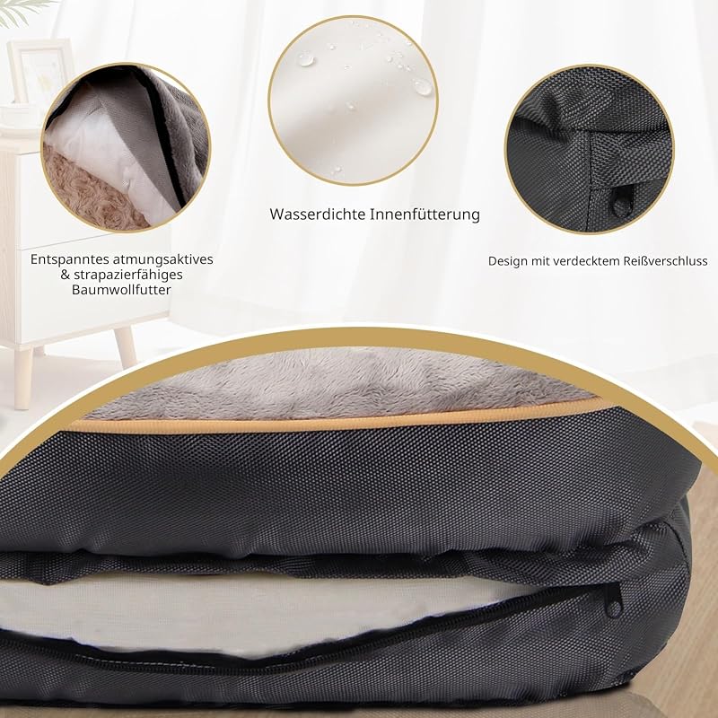 Großes Hundebett Memory Foam orthopädisches Hundebett & Hundesofa mit abnehmbarem waschbarem Bezug und Quietschspielzeug als Geschenk