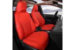 GIANT PANDA Customized Full Set Car Seat Covers Fit for Toyota Corolla SE, SE Apex Edition, SE Nightshade Edition 2020 2021 2022 2023 2024 Faux Leather - (Red)