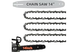 FIFCHALL 14 Inch Chainsaw Guide Bar and Chain 52 Drive Links, 3/8" LP Pitch, 050" Gauge, 14-Inch Replacement Chainsaw Chains Fits Craftsman, Echo, Poulan, Ryobi (1 Bar+ 3 Chains)