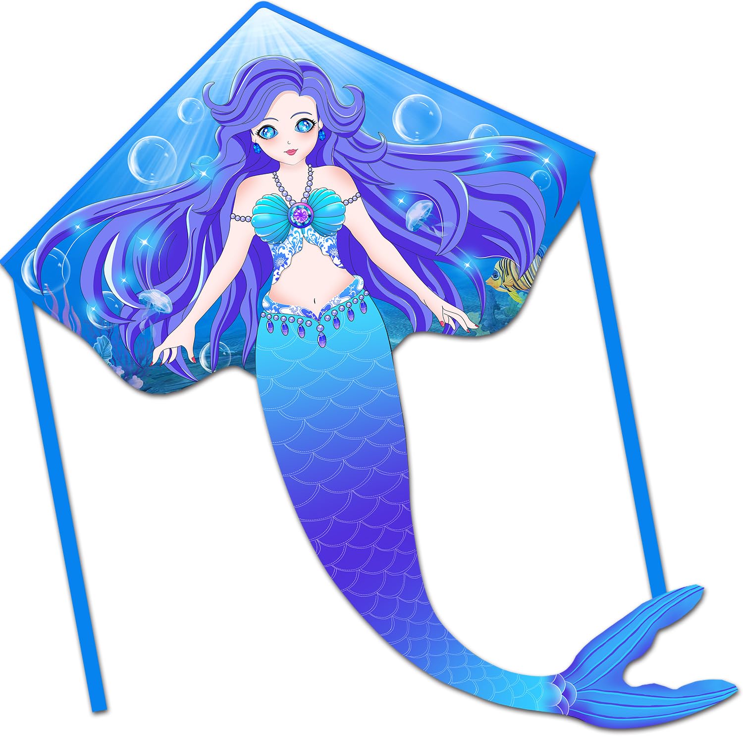 HONBO Mermaid Kite for Kids & Adults - Delta Beginner Kite, Age 4-8 (Blue) — image 1