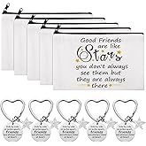 Kenning 10 Pieces Friendship Gifts for Women 5 Pcs Funny Friend Makeup Bag 5 Pcs Good Friends Are Like Stars Friendship Keychain Cute Star Keychain Birthday Presents Graduation Gift for Women BFF Teen