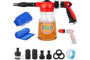 MYPIN 16 in 1 Car Wash Foam Gun, Foam Cannon,Adjustable Hose Wash Sprayer with 2.5 to 6 Bars Foam Blaster,Suitable for Car Cleaning and Garden Use with 1/2” Quick Connector (Clear)