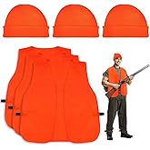 Jiuguva 6 Pcs Blaze Orange Vest Hunting Hat Vest and Cap for Men Women Outdoor Sports Traffic Works Fishing