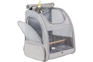 Bird Carrier Backpack with Stand Perch, Bird Travel Carrier Backpack for Hiking, Airline Approved