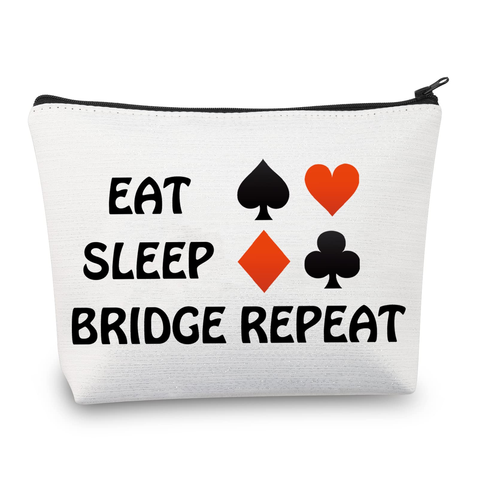 PLITI Eat Sleep Bridge Repeat Makeup Bag Bridge Player Gift Bridge Card Game Gift Bridge Lover Poker Player Gift Gambler Gift (Eat Sleep BridgeU)