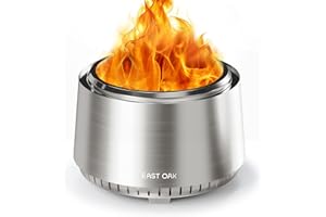 EAST OAK Fuoco Smokeless Fire Pit 21'' for Patio and Outdoor, Stainless Steel Firepit Wood Burning Fireplace with Carrying Bag, Portable Outdoor Fire Pit with Stand & Removable Ash Pan for Outside