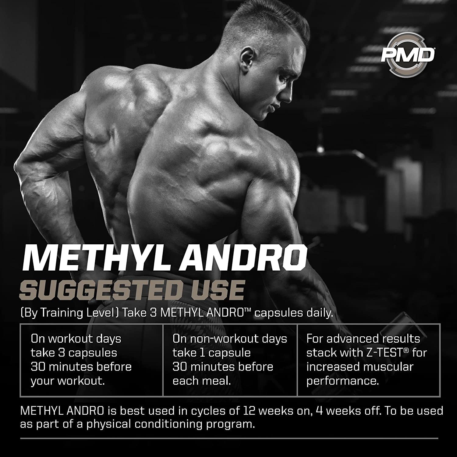 PMD Methyl Andro Hardcore - Support Testosterone for Lean Muscle & Strength Gains-Weightlifting and Workout Performance- Dietary Supplement (90 Capsules)