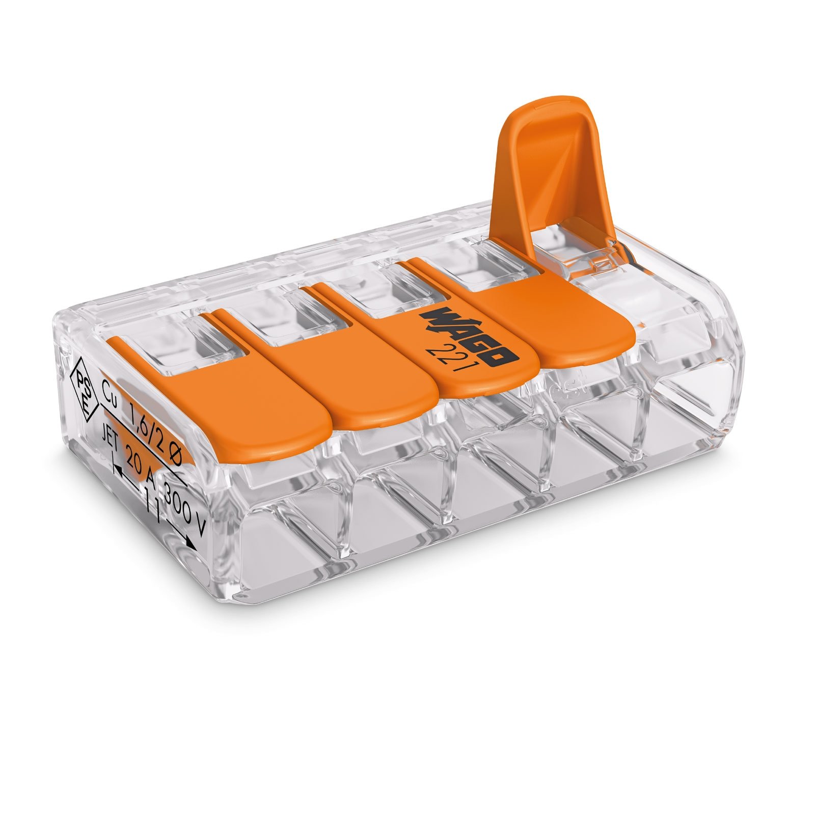 50 x Wago lever splice connector 221 Series 221-415 5 way terminal