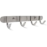 Towel Hook Rack Brushed Nickel - Sagmoc 11-Inch Coat Hook Rail Wall Mounted with 4 Hooks, Durable Wall Hangers for Bedroom, Bathroom, Foyer, Hallway (304 Stainless Steel)