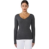 JENNIE LIU Womens 100% Cashmere V-Neck Sweater | Ribbed Tissue Weight Cashmere Sweaters for Women