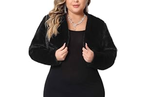 Agnes Orinda Plus Size Jacket for Women Wedding Open Front 2025 Faux Fur Bolero Crop Jackets
