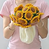 SoffMoiis Crochet Sunflower Bouquet Blanket, Handmade Flower Blanket, 24 Inch Round Floral Knitted Gifts for Mother's Day, Grandma Birthday, Teacher, Friend, Children,Home Decor, Sofa(Finished)