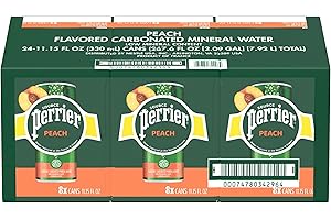 Perrier Peach Flavored Sparkling Water, 11.15 Fl Oz Cans 8 Count (Pack of 3)