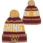 NFL Kids Youth 8-20 One Size Team Color Primary Logo Official Sports Tech Knit Cold Weather Football Pom Beanie Hat