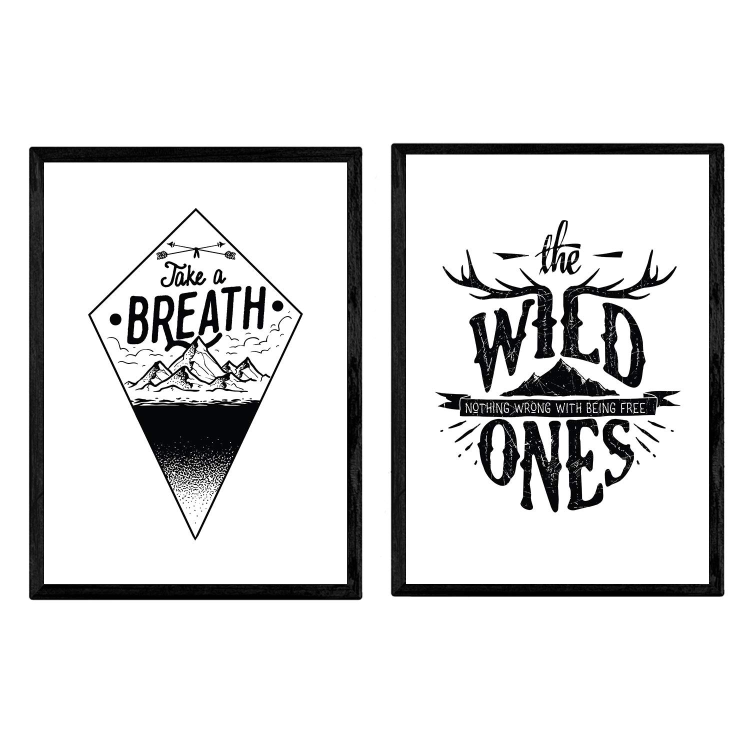 Nacnic black and white Poster Mountains. Design decorative sheet. A4 size