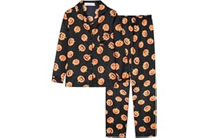 UNICABBIT21 Satin Pajamas for Big Girls Unisex Kids Silk Button Down Long Sleeve & Pants PJS 2PCS Size 8-16