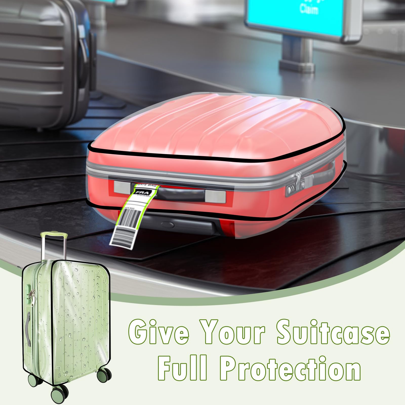 3 Pieces Thicken Clear Luggage Cover Protector, 20