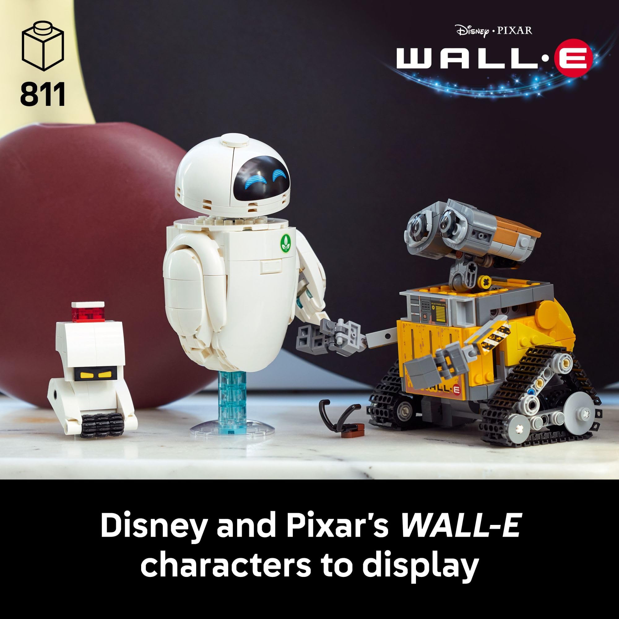 LEGO Disney & Pixar Wall-E & EVE Set de construcción para adultos, mayores de 18 años - Decoración de oficina en casa, estantería o habitación para fanáticos de Disney - Ideas de regalos para hombres y mujeres - 43279