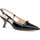 Zzheels Women's Slingback Kitten Heels Closed Pointed Toe Dressy Pumps Shoes Wedding Party Shoes