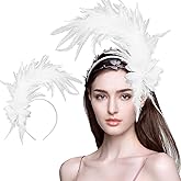 Loieryk Feathers Fascinator Headband 1920s Queen Headpiece Fascinators Hats for Women Tea Party Flower Headpiece