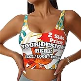 Custom Women's Sports Bra Personalized Photo Name Logo Text Sports Bra Sports Bras for Women
