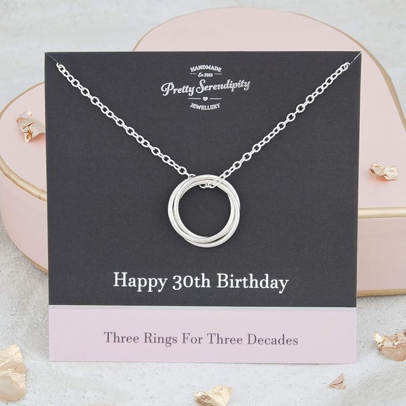 30th Birthday Necklace 30th Birthday Gifts For Her 3 Rings For 3