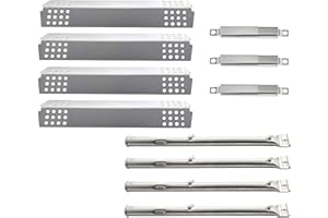 Votenli S9732A (4-Pack) S1473A (4-Pack) 16 7/16" Heat Plate and Burner Replacement for Charbroil 463241013, 463241313, 463241314, 463241413, 463241414, 466241013, 466241313, 466241413