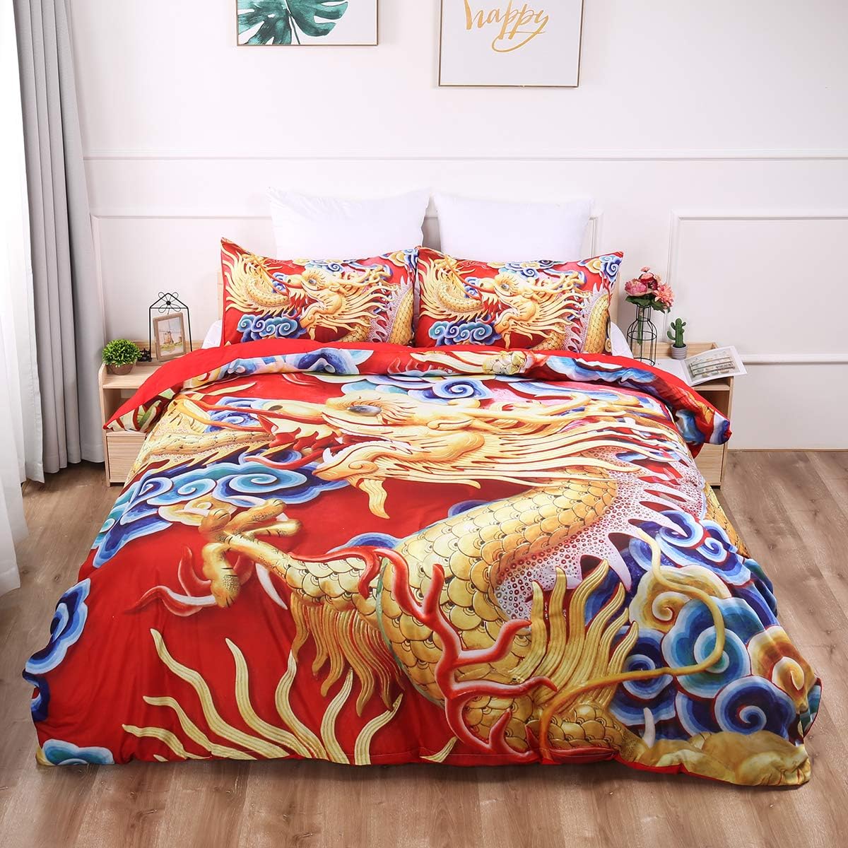 Guidear Dragon Duvet Cover with 2 Pillowcases 3D Printed