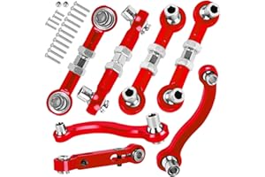 BRCatWPark Aluminum Turnbuckles Camber Links Toe Links w/Rod Ends Steering Linkage Set Upgrades Part for 1/18 LaTrax Teton,RC Adjustable Turnbuckles Hop-Up,Red