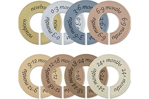 ForraFun 8 Pcs Baby Closet Dividers Unisex Baby Clothes Organizers Clear Labels for Nursery Closet Organizer & Decor Nursery Fits Most Rods(Natural,Earth Stone Color)