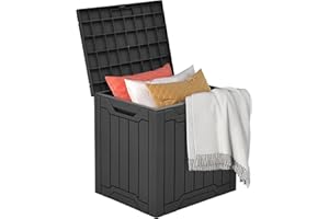 DWVO 30 Gallon Outdoor Storage Box with Side Handles and Lockable Lid, Weatherproof Resin Deck Box for Patio, Cushions, Garden Tools, and Supplies - Black