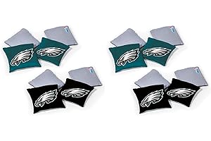 NFL Pro Football Dual Sided Bean Bags by Wild Sports, 8 Count, Premium Toss Bags for Cornhole Set - Great for Tailgates, Outdoors, Backyard