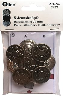 8 Jeans Knöpfe altsilber 20 mm, Jeansknöpfe Metallknopf, Metall Knöpfe, nähfrei, im Polybeutel, sl, 2237