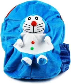 Himleyars Boys and Girls Fabric Doraemon Cute Teddy Soft Toy Sky Blue School Bag