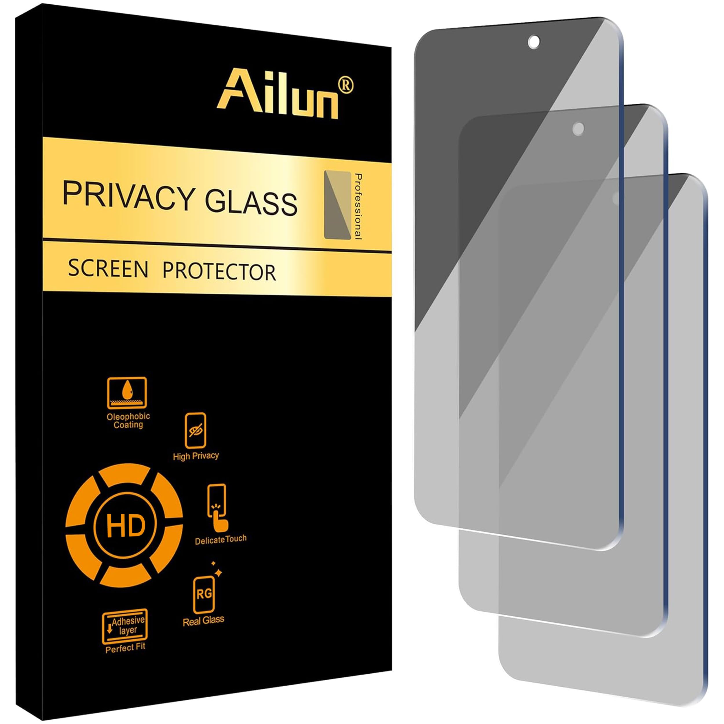 Ailun Privacy Screen Protector for iPhone 16 Plus / 15 Plus / 15 Pro Max