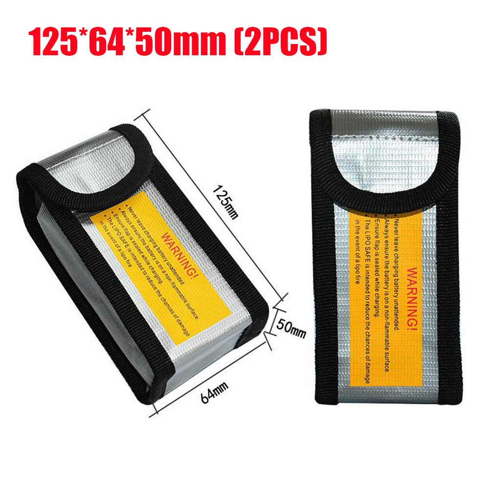 Lipo Battery Safe Bag for DJI SPARK Fireproof Explosionproof Lipo Battery Guard Safe Bag Pouch Sack for Charge & Storage (125x64x50mm,2pcs)