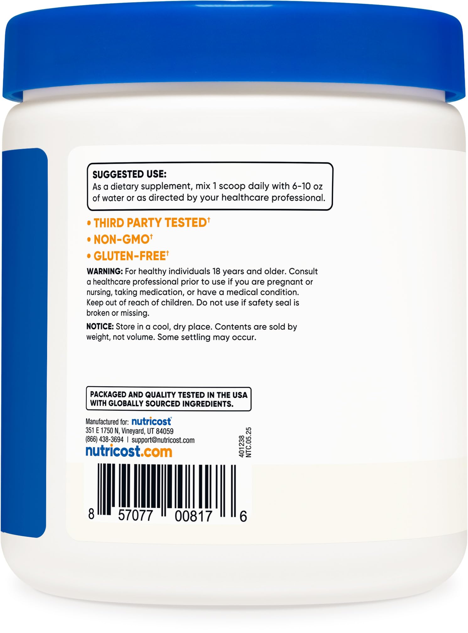 Nutricost Pure L-Citrulline (Base) Powder 250 Grams