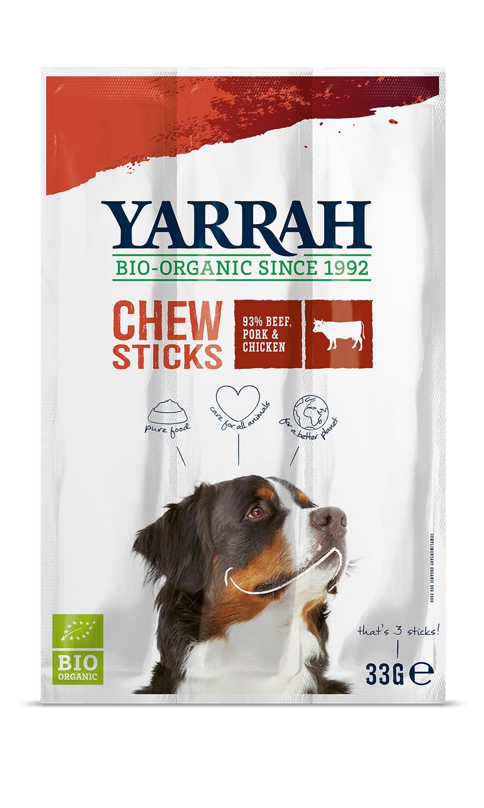 Yarrah Organic Meat Chew Sticks Dog Snacks 33 g (Pack of 25)