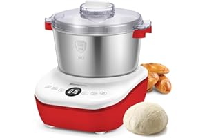Moongiantgo 5L Dough Maker with Ferment Function, 200W Dough Kneading Machine with 304 Stainless Steel Bowl, Low Noise Operation, Microcomputer Timing, Touch Panel (Red)