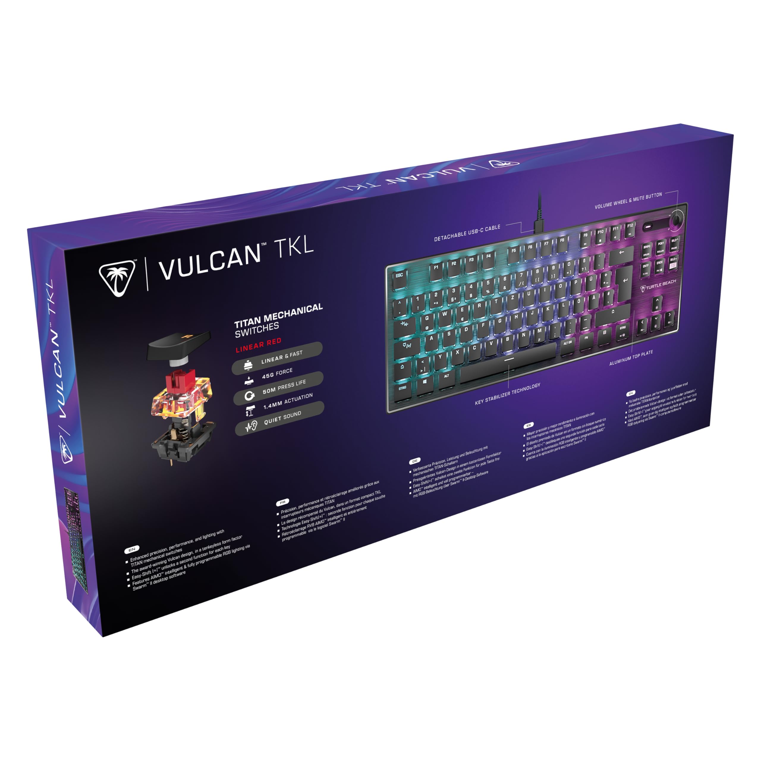 Turtle Beach Vulcan TKL – mechanische Titan Switch PC-Gaming-Tastatur mit AIMO RGB-Beleuchtung und eloxierter Aluminium-Abdeckplatte 9