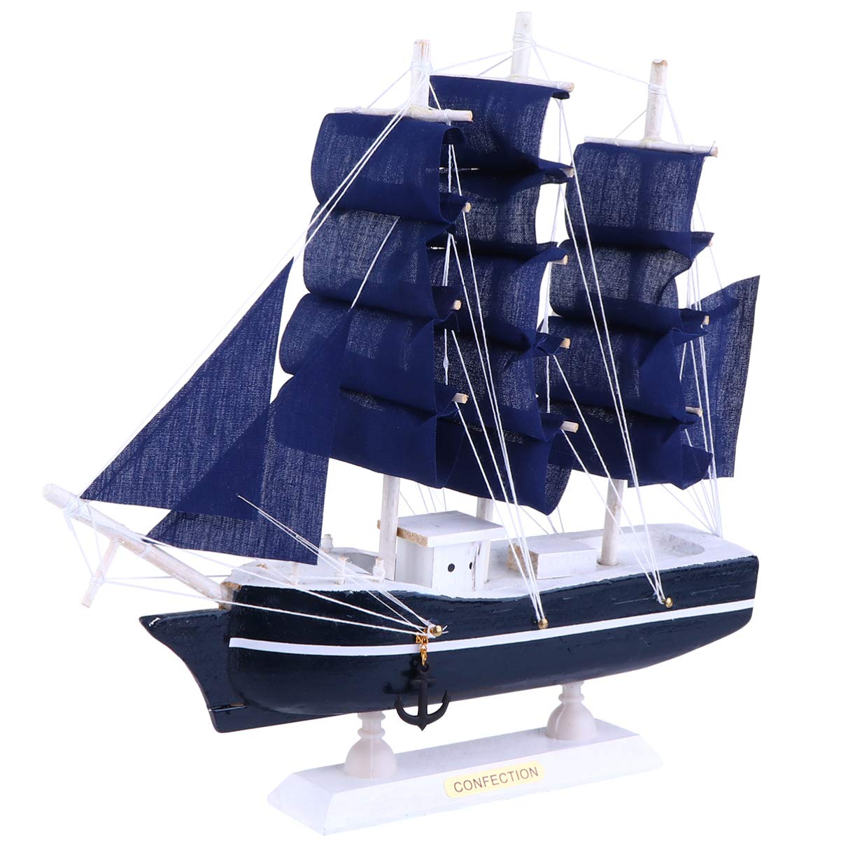 Veemoon Sailing Yacht Boat Wooden Model Wood Ship Handcrafts 24cm Wooden Sailboat Centerpiece for Home Beach House Ocean Theme Party Nautical Mediterranean Decor