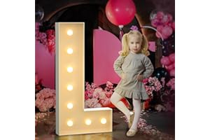 Tongjoy 3FT Marquee Light Up Letters, Large Light Up Letters for Baby Shower Party Backdrop Decor, Marquee Letters for Birthday Wedding Engagement Party Decorations, Mosaic Letter L