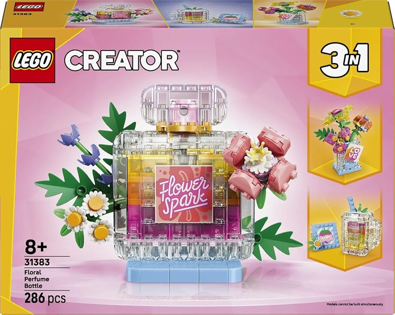 Creator 3-en-1 Flacon de Parfum au Décor Floral - Jouet - Maquette se Transformant en Vase avec Fleurs ou Smoothie - Décoration de Chambre d'enfant DIY - Cadeau Fille ou Garçon dès 8 Ans 31383