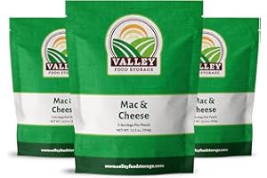 Valley Food Storage Freeze-Dried Mac & Cheese 3-Pack | Lunch or Dinner | Emergency Food Storage | Camping Essentials | Long-Term Food Storage