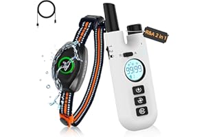 BYVCAS Dog Training Collar, 2-in-1 Auto Anti-bark & Remote Shock Collars for Large Medium Small Dogs,1300Ft Adjustable Modes Shock(0-99)/Vibration(0-99)/Beep & Security Lock, Rechargeable IP67 Waterproof